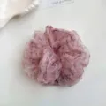 Pink floral organza hair scrunchie with rhinestones Korean style cute ponytail hair tie for women - Red Rhinestone Floral
