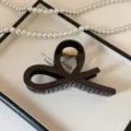 Elegante molletta per capelli in acrilico cavo con design incrociato, ideale per acconciature eleganti. - 13cm / Marrone scuro