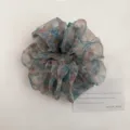 Koreanischer Vintage Blumen Organza Haargummi flauschig ästhetisches Haarzubehör für Frauen. - Blau Orange Floral