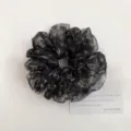 Koreanischer Blumen Organza Haargummi Vintage Oelmalerei flauschiges Haargummi stilvoll - Schwarzes Blumenmuster