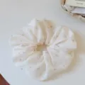 Chic floral print hair scrunchie detail, soft fabric cute hair tie for women and girls daily. - Light Yellow Scrunchie