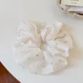 White floral hair scrunchie, lightweight fabric sweet daily hair tie accessory. - Purple Scrunchie