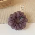 Korean style sheer organza hair scrunchie for women, elegant purple bubble net hair tie band. - Solid Color Style / Fuschia