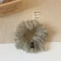 Korean style mesh organza hair scrunchie high ponytail hair tie elegant elastic band for women - Solid Color Style / Green & Coffee