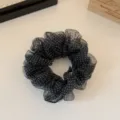 Korean style black polka dot organza scrunchie hair tie for women elegant ponytail rope - Polka Dot Style / Black Polka Dot