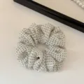 White polka dot mesh hair scrunchie, elegant organza ponytail holder elastic hair band for women. - S / Polka Dot Style / Creamy White Mesh Polka Dot - Small