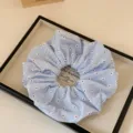 Blue floral scrunchie for women, cute daisy fabric hair tie, sweet everyday hair accessories. - Scrunchie / Blue Scrunchie