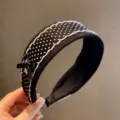 Black and white polka dot wide headband, lace trimmed hair hoop, stylish hair accessory. - Polka Dot Style