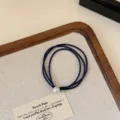 Elegant French style pearl hair tie with high elasticity rubber band for women daily hair styling. - Navy Blue