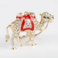Cute rhinestone camel keychain metal bag charm sparkling crystal animal pendant gift accessory - Gold and Red