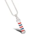 Collana con ciondolo palo da barbiere e strass scintillanti, catenina in argento chic. - A-129 / Argento