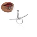 Punk style non-piercing lip clip detail, unique minimalist design silver lip cuff jewelry. - F-49 / Silver