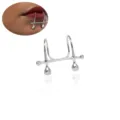 Punk style non-piercing silver lip clip avant-garde body jewelry variant item. - F-48 / Silver