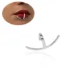 Punk style clip-on lip ring, silver metal minimalist fashion jewelry, non-piercing body art. - F- / Silver