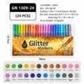 GuangNa lot de 24 marqueurs pailletés, pointe en nylon pressée pour peinture et loisirs créatifs. - Lot de 24 Couleurs
