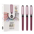 Baoke stylos gel 0.5mm 12 pcs encre noire écriture fluide corps métal bureau école papeterie - Rouge Bourgogne