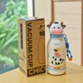 Cute cartoon cow vacuum insulated water bottle with silicone strap for kids gift. - 380ml / Cow
