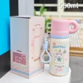 Bottiglia termica in acciaio inossidabile da 550ml con design di cane e coperchio rosa. - 600ml / BSQ-320 rosa