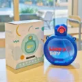 Bottiglia d'acqua in plastica piatta blu borraccia sportiva portatile con paglia e cinghia. - Stile Piatto (SL7101) / 700ml / Blu