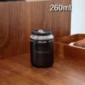 Portable black stainless steel coffee cup 260ml mini compact dual-drink vacuum thermal tumbler - Small (1498) / Black