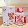 Süße Cartoon Bär Thermosflasche mit Strohhalm und Deckel, 500ml Kapazität für Kinder. - 500ml / DD3058 Neues Modell Rot