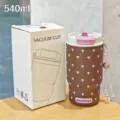 Tazza da caffè sottovuoto in acciaio inossidabile con motivo a funghi, mug portatile da 540ml. - 350ml-750ml / MLL-5070 marrone