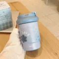 Portable insulated coffee cup with fabric sleeve for office outdoor daily use 500ml - BW-1574 Blue