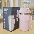 Portable stainless steel vacuum coffee tumbler insulated water bottle with strap 450ml - 450ml / Pink (BW1928)