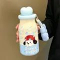 Botella térmica estilo denim creativo con bonito diseño de cachorro y tapón en forma de corazón. - 8782-400 azul