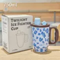 Tazza da caffè isolata in acciaio inossidabile con stampa leopardo 750ml con manico - 350ml-750ml / MLL-5034