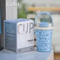 Tasse à café isotherme en acier inoxydable imprimé léopard bleu 350ml avec poignée. - 350ml / YY-8283 bleu clair