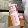 Borraccia sportiva rosa portatile con cannuccia, elegante bottiglia termica per attività all'aperto. - 650ml / QXSD2283-650 Rosa chiaro