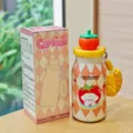 Bonita botella térmica de caqui con diseño de perrito 400ml vaso de vacío de acero inoxidable - XQ-8248 amarillo