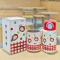 Cute kids stainless steel thermos water bottle with protective sleeve, straw cup and gift box. - Strawberry Dog (KP7365) / 500ml / Red