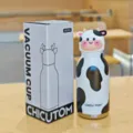Cute cartoon cow vacuum water bottle 480ml stainless steel thermal insulated cup kids gifts. - 16oz / Cow Pattern