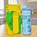 Borraccia sportiva in acciaio inossidabile con cannuccia e manico, scatola gialla. - 650ml / E09-316 Blu chiaro