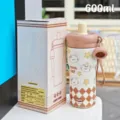 Bottiglia d'acqua termica da 600ml con cannuccia, tazza in acciaio inox con grazioso gatto. - 600ml / BSQ-316 Caffè