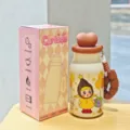 Lindo vaso de agua aislado de 400ml con caja de dibujos animados y correa para uso diario. - YY-8303 café