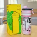 Bottiglia d'acqua sportiva in acciaio inossidabile con paglia, thermos isolato portatile rosa. - 650ml / E09-316 Rosa