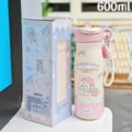 600ml borraccia termica portatile con orsetto carino, tazza da viaggio con cannuccia. - 600ml / BSQ-317 Rosa