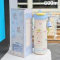 Borraccia termica in acciaio inossidabile da 600 ml con cannuccia e tracolla per studenti. - 600ml / BSQ-317 Blu