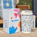 Tasse à café isotherme portable de 350 ml à motif floral bleu, mug de voyage en inox. - 350ml / DMBW-0746 bleu
