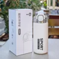 White stainless steel vacuum sport water bottle 550ml with straw and portable design. - 550ml / H-BW-1575 White