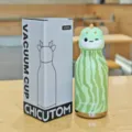 Cute cartoon animal head stainless steel vacuum water bottle with 480ml capacity and gift box. - 16oz / Green Dragon Pattern