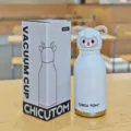 Cute cartoon animal head stainless steel vacuum thermos cup with 480ml capacity and gift box. - 16oz / White Sheep Pattern