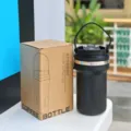Tazza da caffè termica portatile in acciaio inossidabile a doppio uso con comodo manico. - MD-122 nero