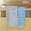 Blue leopard print insulated water bottle 300ml double drink stainless steel cup - Leopard Style / Small (300ml) / Blue