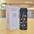 Stainless steel vacuum insulated water bottle with stylish leopard print, 300ml portable thermos cup. - Leopard Style / Small (300ml) / Black