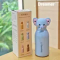 Cute cartoon elephant stainless steel vacuum insulated water bottle student portable cup - 450ml / Blue Elephant Pattern