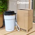 Tazza da viaggio in acciaio inossidabile sottovuoto con cinturino e scatola regalo. - MD-112 Bianco